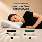 Vue du dessus d'un couple tête à tête sur l'oreiller à mémoire de forme Ovéa