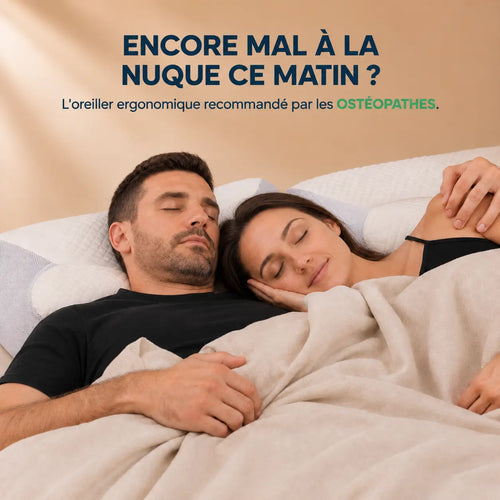 Oreiller cervical Ovéa vue de face — soutien du cou, des épaules et du dos